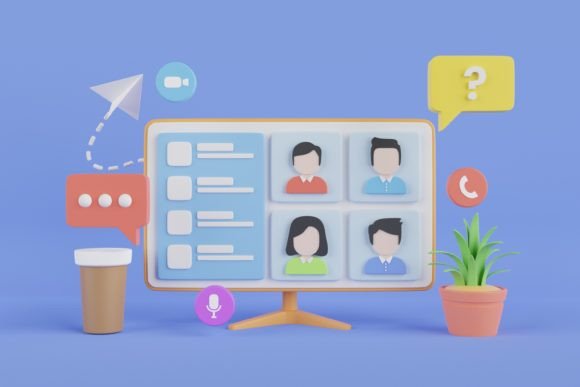 3D Illustration of Online Meeting: Enhancing Digital Communication with Visual Creativity