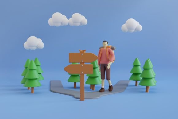 3D Illustration of Tourist with Backpack: Creative Uses Across Industries