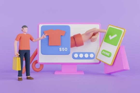 3D Render of Buying and Selling Concept: A Powerful Visual Tool for E-Commerce and Marketing