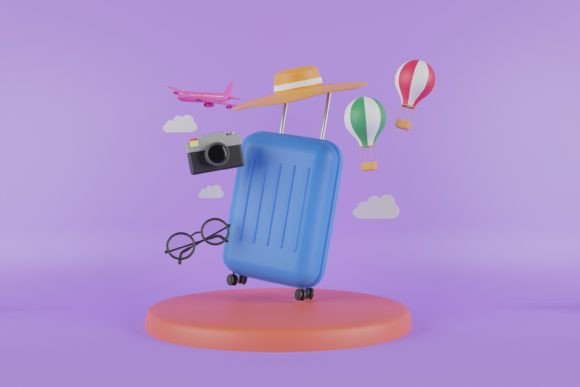 3D Summer Travel Vacation Concept: A Versatile Design for Modern Marketing and Creative Projects