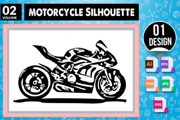 Celestial Motorcycle Silhouette SVG Craft Design 2: A Modern Canvas for Creative Expression