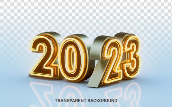 Happy New Year 2023 with Golden Neon 3D