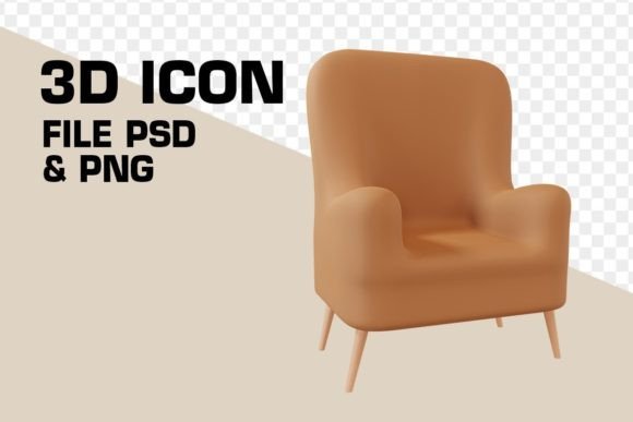 Minimalistic 3D Sofa Cartoon Icon for Modern Design Projects