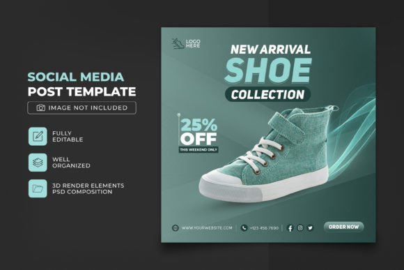 New Arrival Shoe Social Media Post – A Premium 3D Design Template for Impactful Marketing