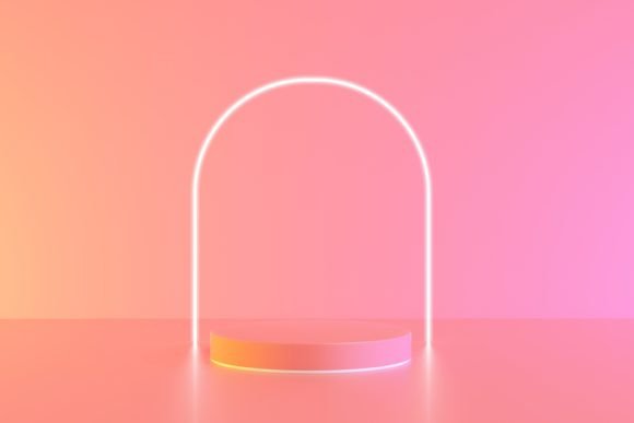 Pink Podium with Glowing Neon Light – A Versatile Stage for Creative Displays