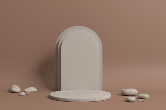 Product Podium with Stones and Geometric for Realistic Photography and Display Setups