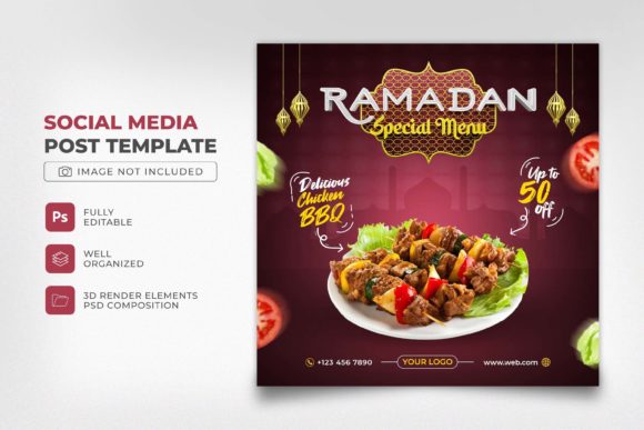 Ramadan BBQ Social Media Post Design PSD